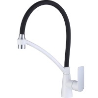 Смеситель для кухни Gappo G48 G4048-8 с гибким изливом, белый, хром