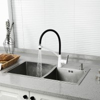 Смеситель для кухни Gappo G48 G4048-8 с гибким изливом, белый, хром