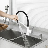 Смеситель для кухни Gappo G48 G4048-8 с гибким изливом, белый, хром
