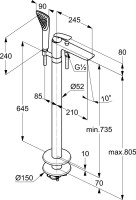 Напольный смеситель для ванны с душем Kludi Balance 525908775