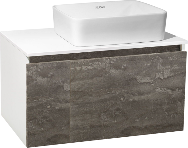 Тумба с раковиной Runo Бари 80 железный камень, раковина Tre 50