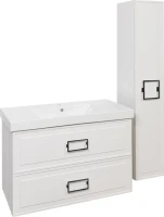 Шкаф пенал для ванной La Fenice Cubo белый, ручка черная