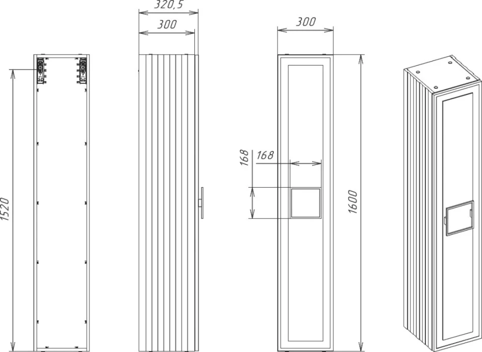 Шкаф пенал для ванной La Fenice Cubo белый, ручка черная