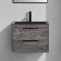 Тумба с раковиной Vincea Chiara 2D 60, 2 ящика, камень, с черной раковиной