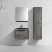 Тумба с раковиной Vincea Chiara 2D 60, 2 ящика, камень, с черной раковиной
