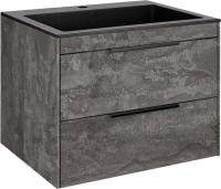 Тумба с раковиной Vincea Chiara 2D 60, 2 ящика, камень, с черной раковиной