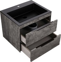 Тумба с раковиной Vincea Chiara 2D 60, 2 ящика, камень, с черной раковиной