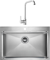 Комплект Мойка Paulmark Kroner PM217551-BS брашированная нержавеющая сталь + Смеситель MEGA Ege MG-PL10 хром