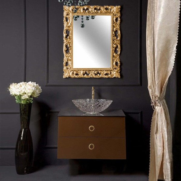 Мебель для ванной комнаты Armadi Art NeoArt 80 шоколад с ручками Moon золото