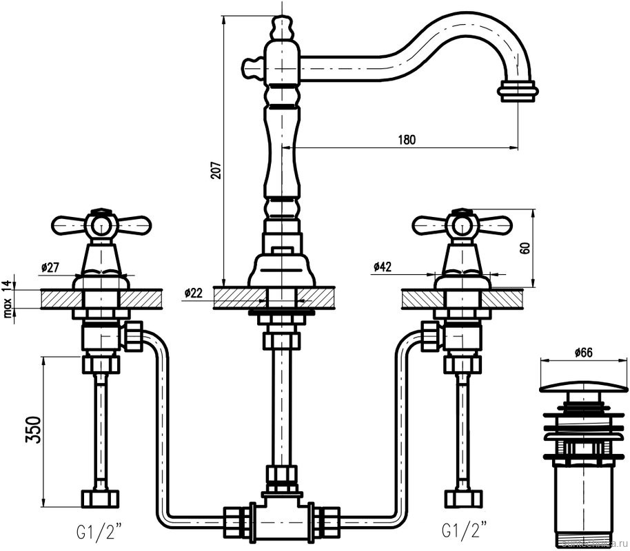 Смеситель для раковины Rav Slezak Morava retro MK132.5SM