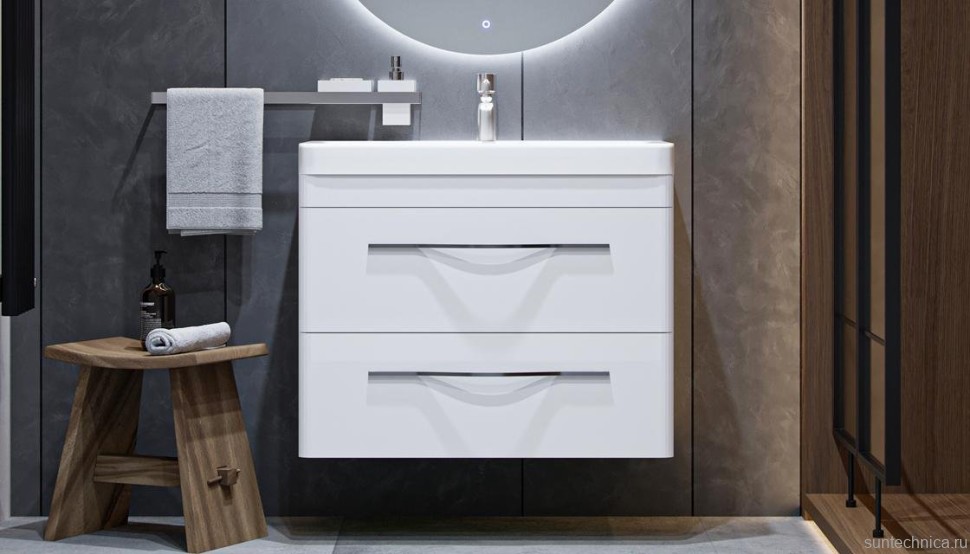 Тумба с раковиной Velvex Jill 80 белая матовая