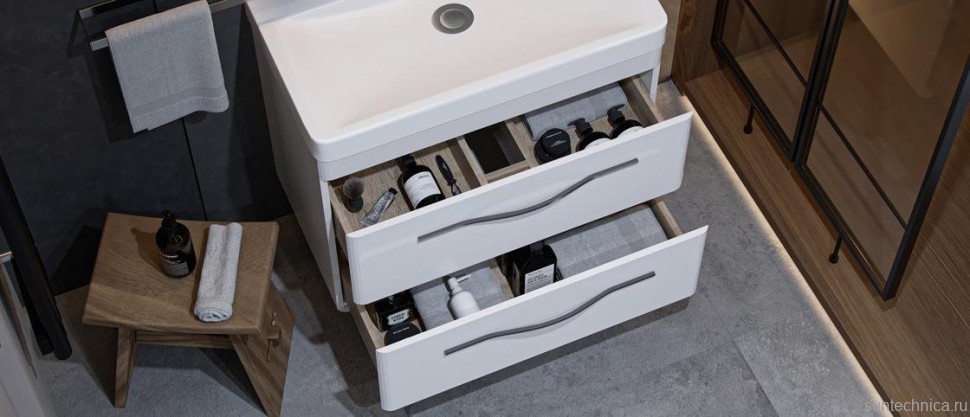 Тумба с раковиной Velvex Jill 80 белая матовая