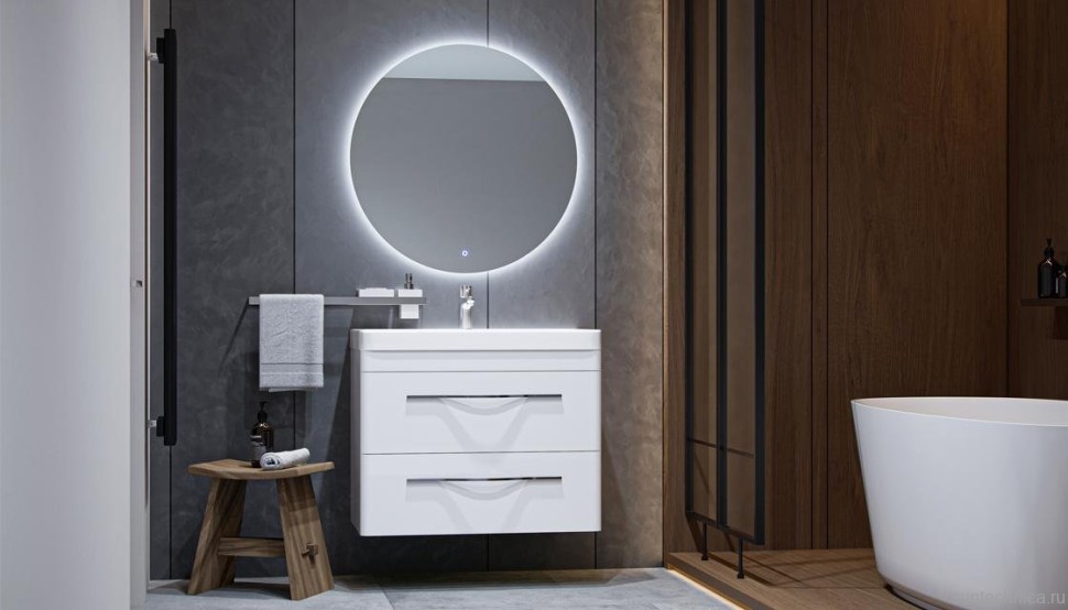 Тумба с раковиной Velvex Jill 80 белая матовая