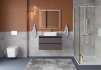 Тумба под раковину со столешницей BelBagno Kraft 100 подвесная, матовая темно-серая, столешница kep-100-mno