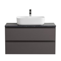 Тумба под раковину со столешницей BelBagno Kraft 100 подвесная, матовая темно-серая, столешница kep-100-mno