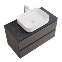 Тумба под раковину со столешницей BelBagno Kraft 100 подвесная, матовая темно-серая, столешница kep-100-mno