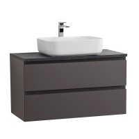 Тумба под раковину со столешницей BelBagno Kraft 100 подвесная, матовая темно-серая, столешница kep-100-mno