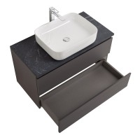 Тумба под раковину со столешницей BelBagno Kraft 100 подвесная, матовая темно-серая, столешница kep-100-mno