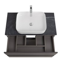 Тумба под раковину со столешницей BelBagno Kraft 100 подвесная, матовая темно-серая, столешница kep-100-mno