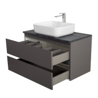 Тумба под раковину со столешницей BelBagno Kraft 100 подвесная, матовая темно-серая, столешница kep-100-mno