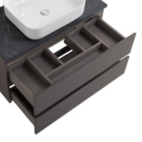 Тумба под раковину со столешницей BelBagno Kraft 100 подвесная, матовая темно-серая, столешница kep-100-mno