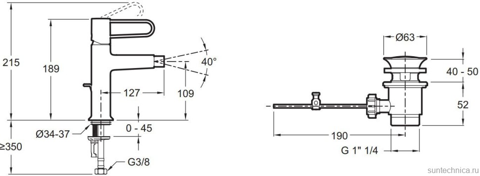 Смеситель для биде Jacob Delafon Odeon Rive Gauche E21033-00-CP