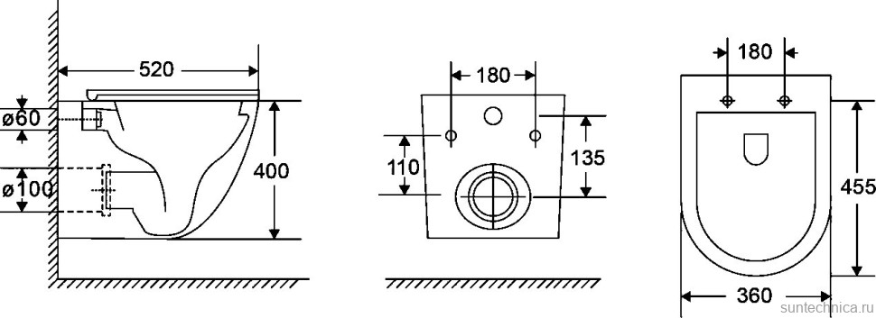 Унитаз подвесной Grossman Торнадо GR-4411SQC безободковый, с микролифтом