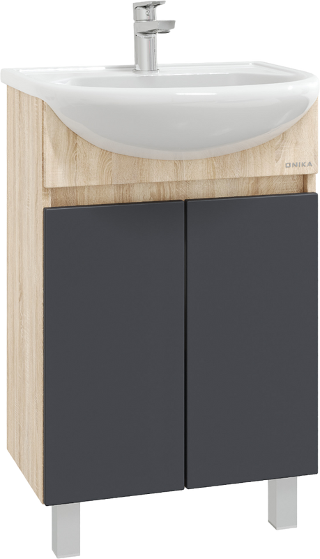 Тумба под раковину Onika Милтон 55 напольная, серая, дуб сонома