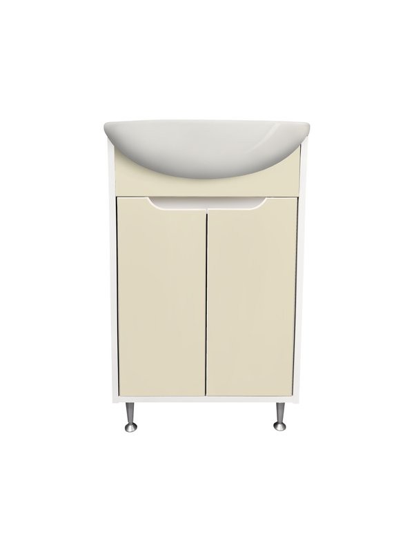Тумба под раковину без столешницы Runo Эконова 50 напольная, белая, крем
