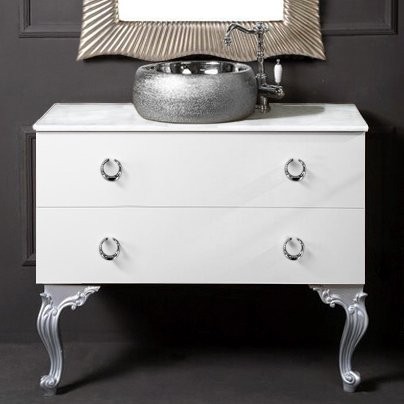 Тумба с раковиной Armadi Art NeoArt 100 белая с ручками Drop хром, с ножками