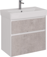 Тумба с раковиной Lemark Combi 80 бетон, белая глянцевая