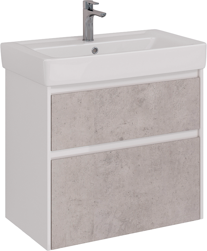 Тумба с раковиной Lemark Combi 80 бетон, белая глянцевая