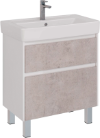 Тумба с раковиной Lemark Combi 80 бетон, белая глянцевая
