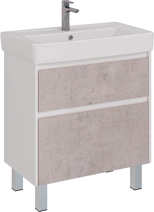 Тумба с раковиной Lemark Combi 80 бетон, белая глянцевая