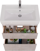 Тумба с раковиной Lemark Combi 80 бетон, белая глянцевая