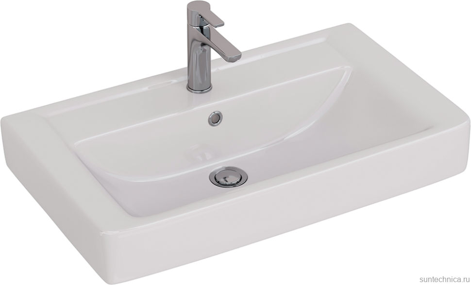 Тумба с раковиной Lemark Combi 80 бетон, белая глянцевая