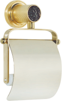 Держатель туалетной бумаги Boheme Royal Cristal Black Gold с крышкой, золото
