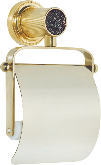 Держатель туалетной бумаги Boheme Royal Cristal Black Gold с крышкой, золото