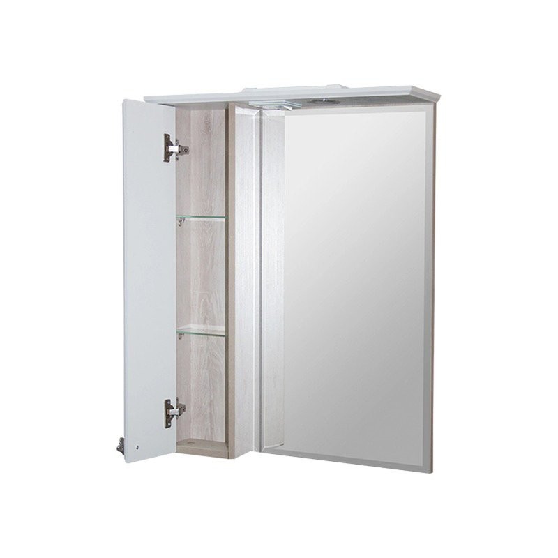 Зеркальный шкаф "ВЕРСАЛЬ-55" белое дерево левый  с подсветкой(ПВХ)