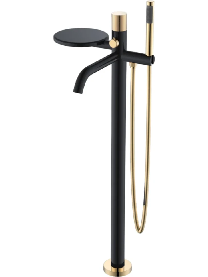 Напольный смеситель для ванны с душем Boheme Stick 129-BG.2 black diamond gold
