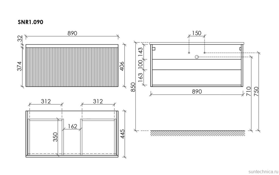 Тумба под раковину без столешницы Sancos Snob R 1.0 90 doha soft
