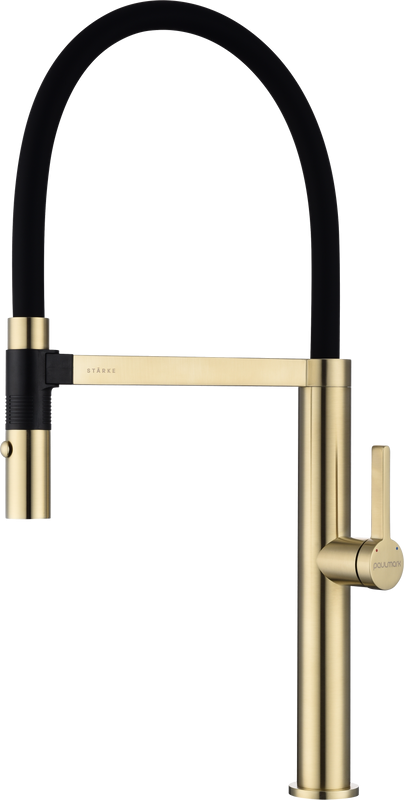 Смеситель для кухни Paulmark Leader Le214101-LG с гибким изливом, светлое золото