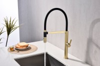 Смеситель для кухни Paulmark Leader Le214101-LG с гибким изливом, светлое золото