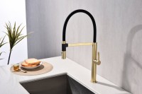 Смеситель для кухни Paulmark Leader Le214101-LG с гибким изливом, светлое золото