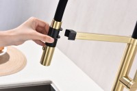 Смеситель для кухни Paulmark Leader Le214101-LG с гибким изливом, светлое золото