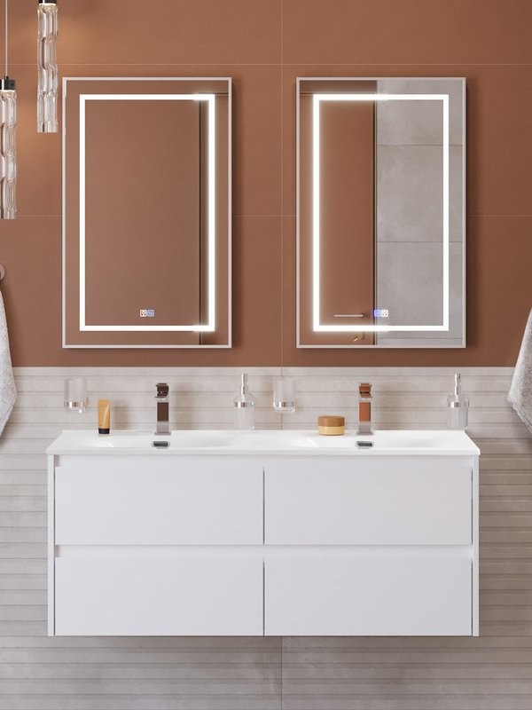 Мебель для ванной комнаты BelBagno Kraft 120 подвесная, bianco opaco, раковина bb-8099-120-2, для двоих