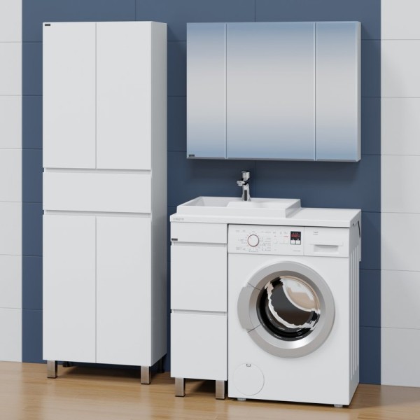 Мебель для ванной комнаты СаНта Марс 29, L 2 ящика, напольная, для стиральной машины