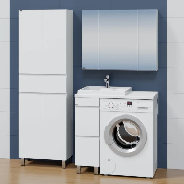 Мебель для ванной комнаты СаНта Марс 29, L 2 ящика, напольная, для стиральной машины
