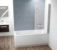Шторка на ванну Ravak CVS1-80 R Transparent, профиль блестящий