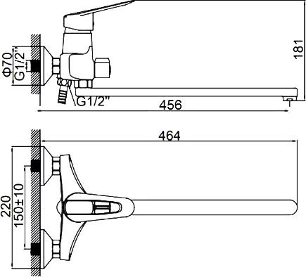 Смеситель с длинным изливом для ванны D-lin D146429 хром